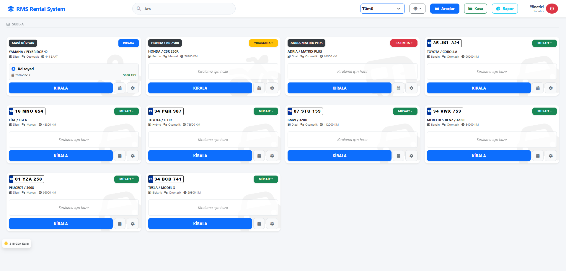 RentPro Kiralama Yönetim Paneli