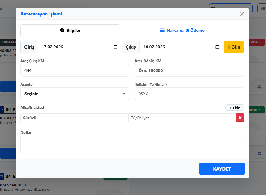 Kiralama Takvim Yönetimi