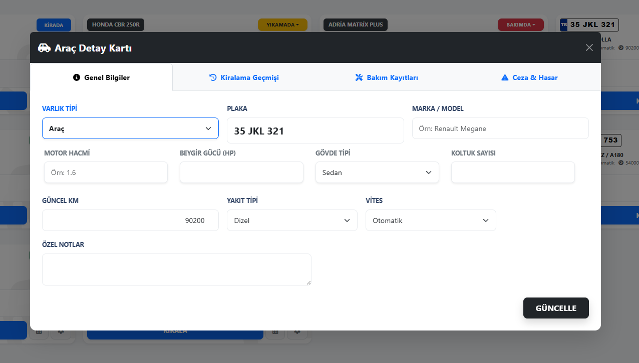 Dijital Sözleşme ve Araç Kartı